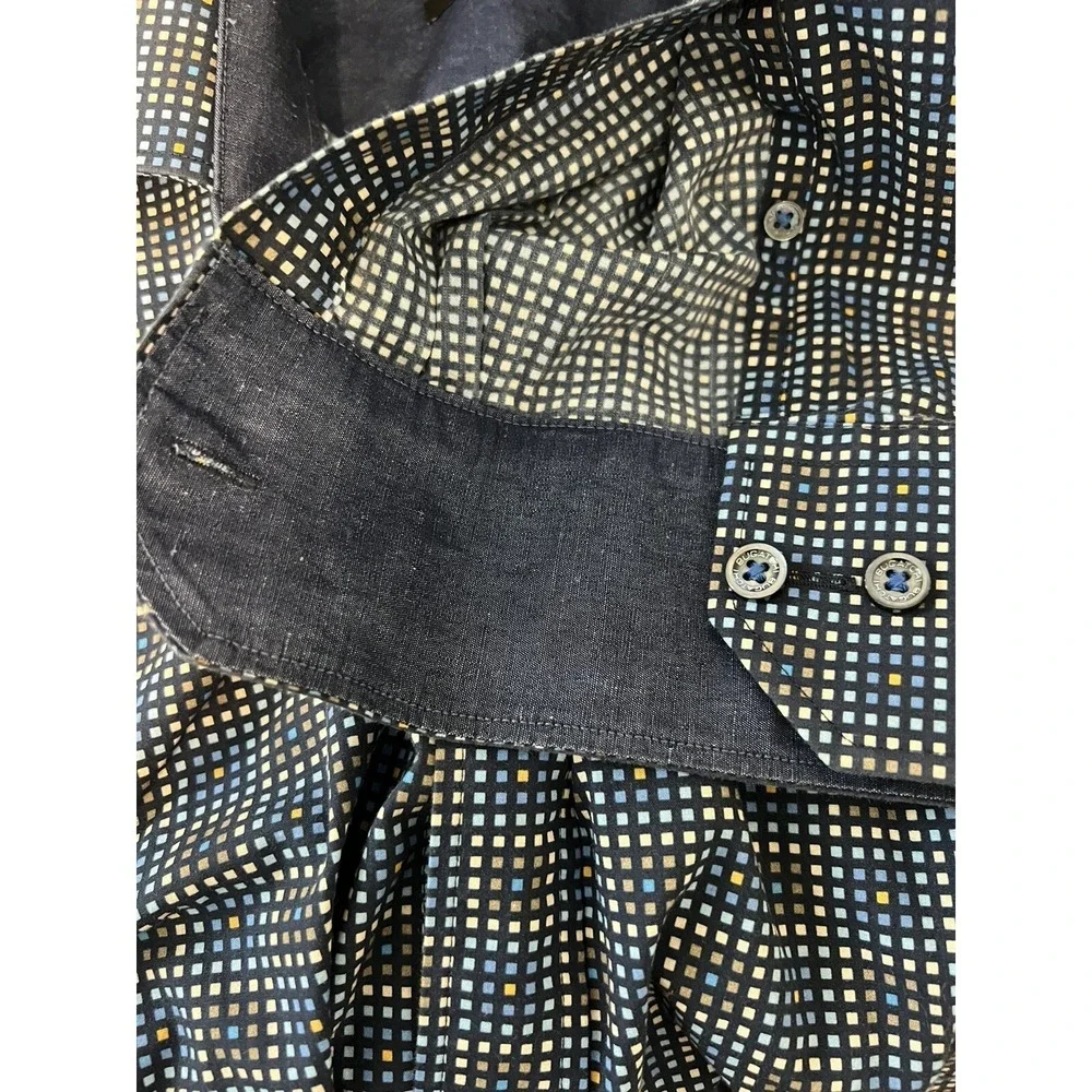 Bugatchi Shaped Fit Men's Casual Shirt Size L Long Sleeve 100%‎ Cotton